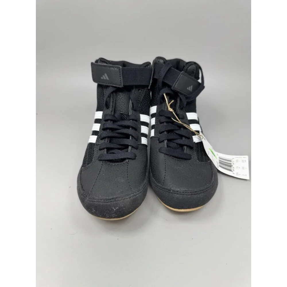 Adidas HVC K Wrestling Shoes Boys Youth Size 2 Black White Gum AQ3327 New